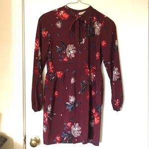 Abercrombie and Fitch Tie Neck Long Sleeve Boho Floral Midi Dress